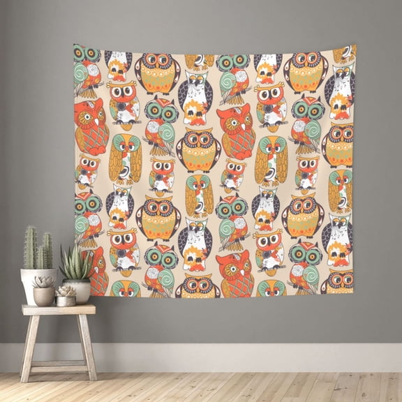 Honeii Colorful Owls print Tapestry for Bedroom, Tapestry Wall Tapestry Aesthetic, Room Decor Classroom Tapestries for Living Room Dorm Room 51" X 60"