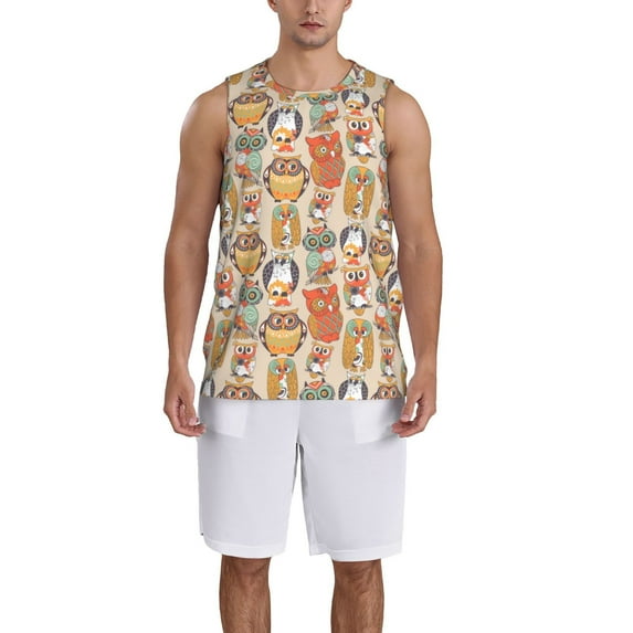 Honeii Colorful Owls print basktball shirt for men and women, Unisex basketball jersey for Theme party-4X-Large