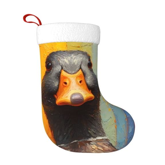 Honeii Colorful Painted Duck for Christmas Stocking,Large Xmas Stocking,Holiday and Family Stocking for Fireplace Christmas Holiday Party Decoration
