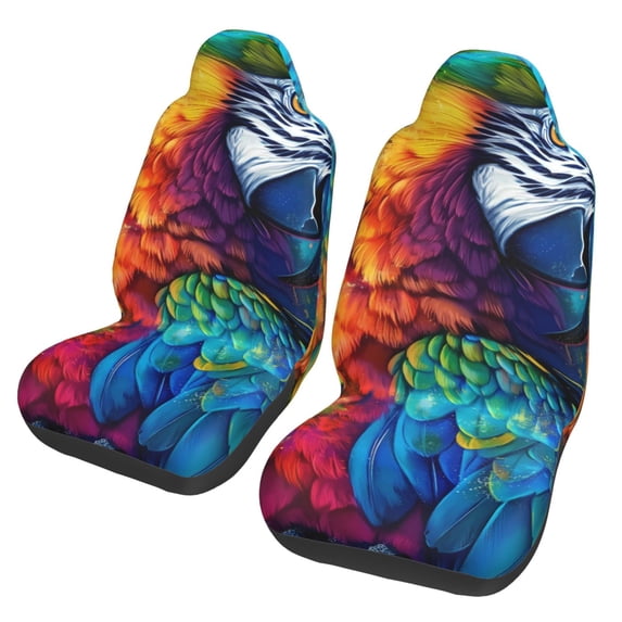 Honeii Colorful Parrot Jungle Dream Print Car Seat Covers 2 Pieces, Full Set Universal Seat Covers for Cars, Waterproof Auto Seat Protectors