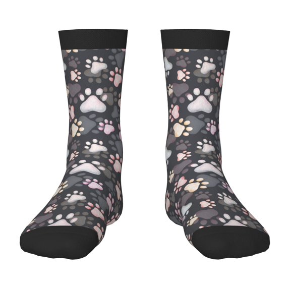 Honeii Colorful Paws Of Dog Print Children's Colorful Socks,Unisex Kids and Toddlers' Cushioned Sock,Kids Athletic Crew Socks,for Everyday Wear and Sports
