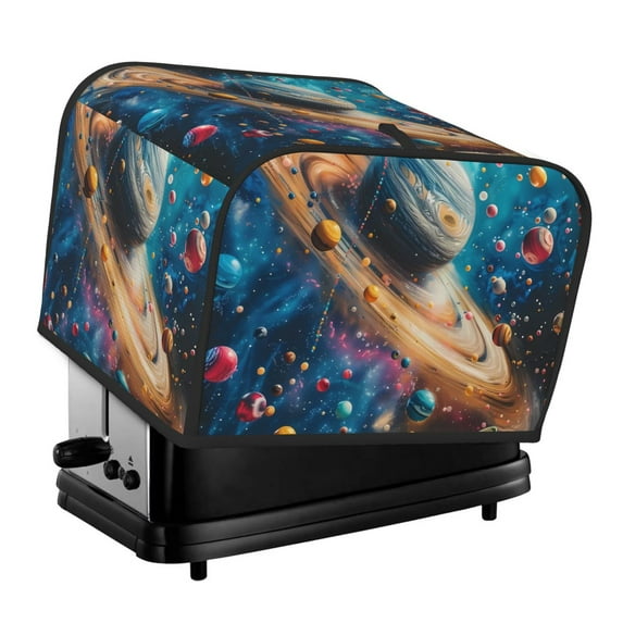 Honeii Colorful Planet Universe Print 4 slice Toaster Cover, Two Slice Toaster Dust-proof Cover For Kitchen Small Appliance and Fingerprint Protection