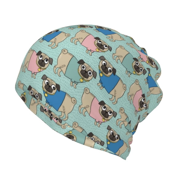 Honeii Colorful Pugs Print Winter Beanie Daily Hat - Thermal Polar Fleece Ski Running Hat Skull Cap for Men and Women,Beanie