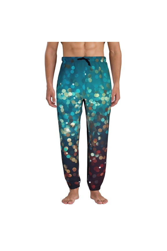 Colorful Rainbow Glitter Print Mens Jogger Sweatpants, Men's Lounge Pants with Pockets-
