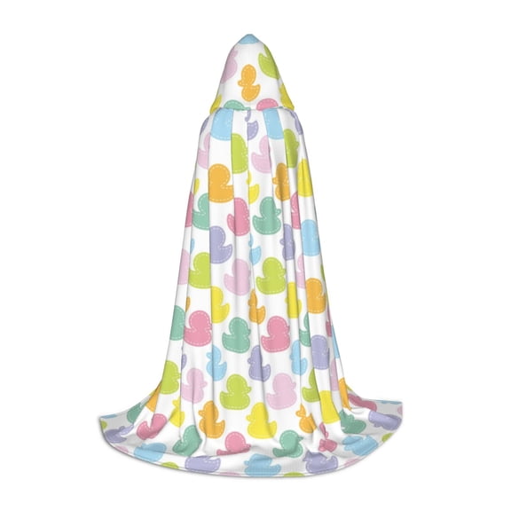 Honeii Colorful Rubber Duck Print Poncho Cape, Cloak Coat, Snuggly Hooded Wearable Blanket, Hooded Cape For Teenagers,Halloween Costumes-Large