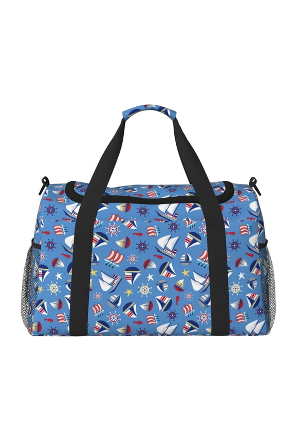 Colorful Sailing Ship Print Gym Bag,Carry on Weekender Overnight Bag, Travel Duffel Bags, Personal Item Travel Bag,Tote Bag,Workout Dance Bag