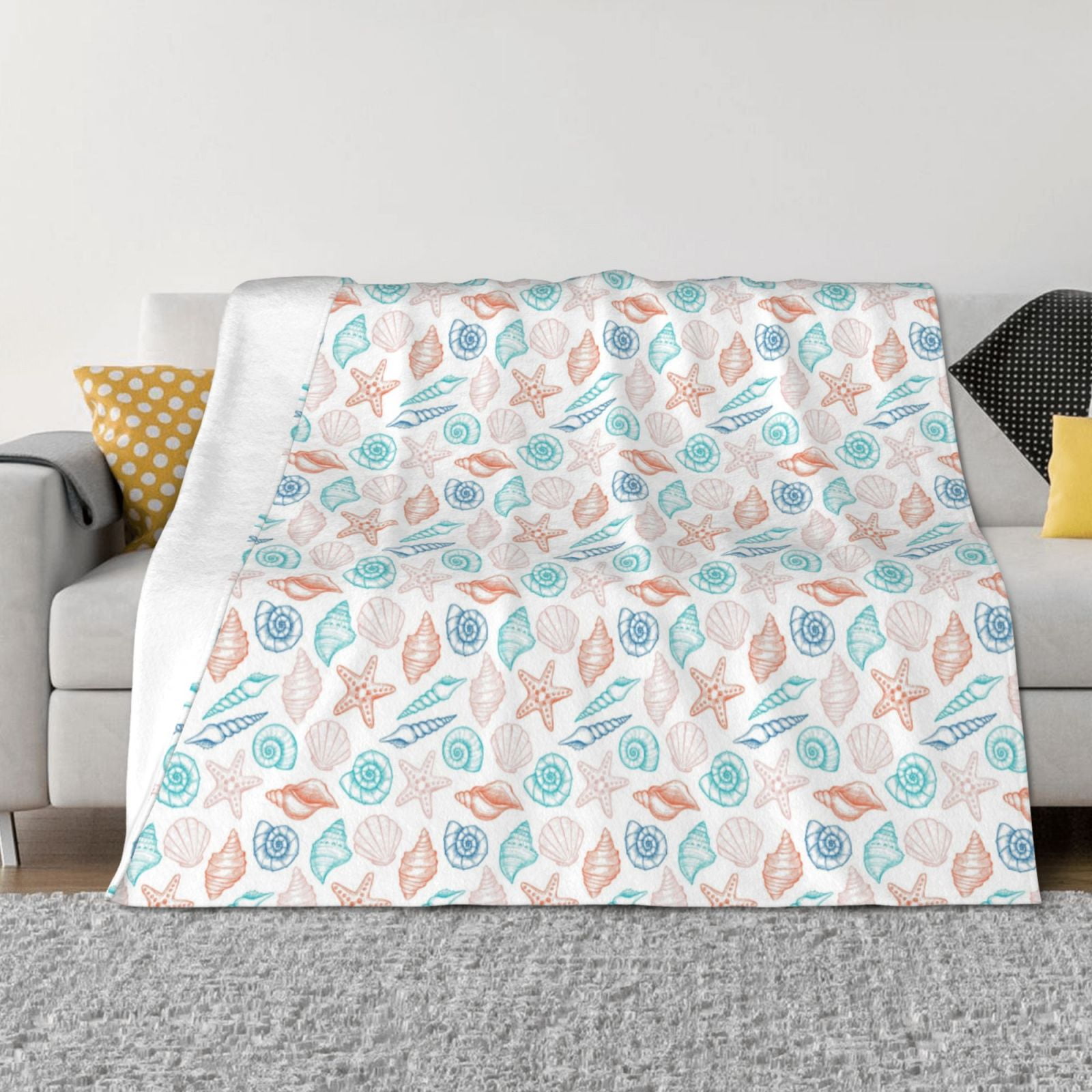 Honeii Colorful Seashells1 print throw blanket, crafted from cozy ...
