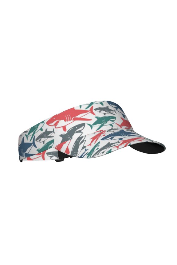 Colorful Shark Print Adult Sunscreen Visor Cap, Adjustable Sun Protection Hat,Sun Visor Hats,UV Protection Outdoor Sports Golf Running Sun Caps