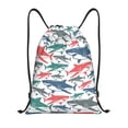 thumbnail image 1 of Honeii Colorful Shark Print Drawstring Backpack,Drawstring Bags String Backpack Gym Cinch Sack Backpack Sport Bag Draw-Small, 1 of 6