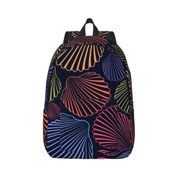Honeii Colorful Shells Print Canvas College Laptop Backpack, Durable Rucksack Travel Notebook Bag School Backpack Book Bag for Men Women-Medium