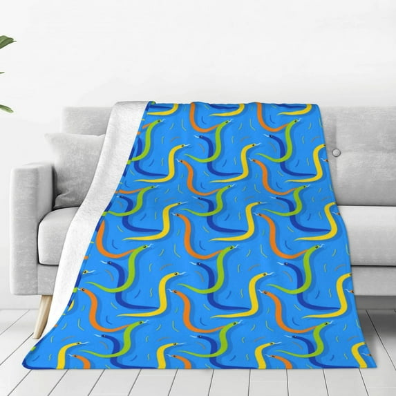 Honeii Colorful Snake Print Fleece Blanket - Throw Blanket for Bed, Sofa, Couch, Camping, and Travel , Microplush Ultra Soft Warm Blanket-50"x40"
