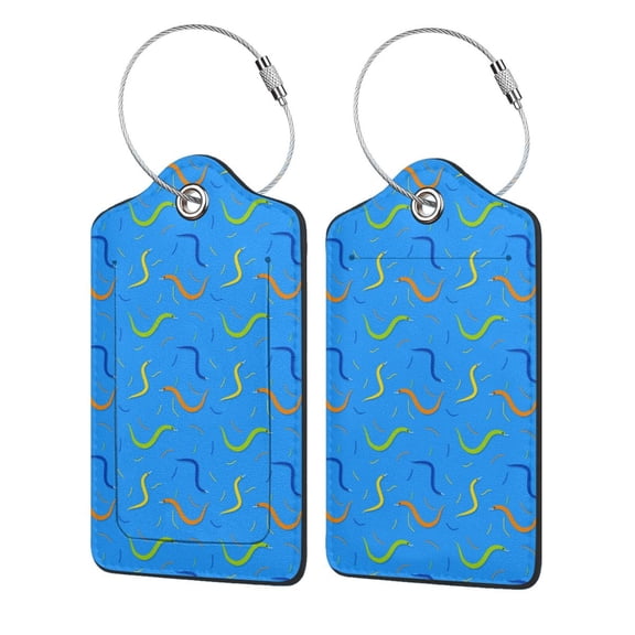Honeii Colorful Snake Print Leather Luggage Tag for Suitcases,ID Tags,Bag Tags for Luggage,Functional Travel Tag-1