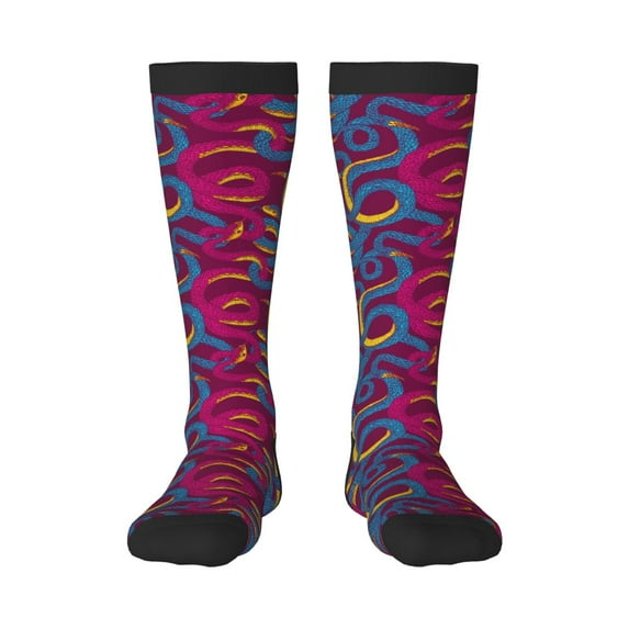 Honeii Colorful Snake Print Long Socks,Novelty Design Socks Gift for Men and Women,Crew Socks,Calf Socks