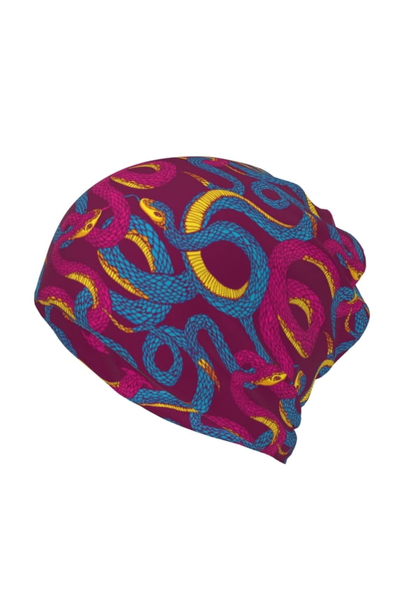 Colorful Snake Print Winter Beanie Daily Hat - Thermal Polar Fleece Ski Running Hat Skull Cap for Men and Women,Beanie