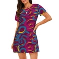 thumbnail image 1 of Honeii Colorful Snake Print Women's Loose Short Sleeve Nightgown, Soft Cotton Sleepwear, Comfy Loose Fit Pajama Dress for Sleep and Lounge, 1 of 6