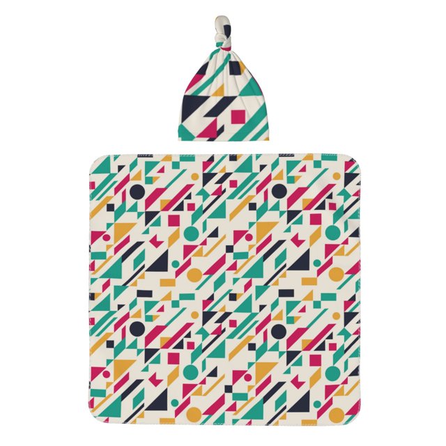 Honeii Colorful Spots Print Swaddle Blanket and Hat Set Newborn Swaddle