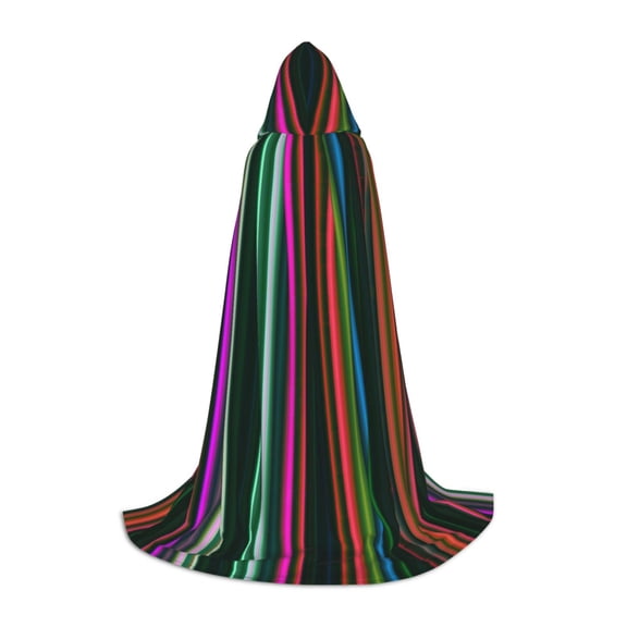 Honeii Colorful Stripes Print Poncho Cape, Cloak Coat, Snuggly Hooded Wearable Blanket, Hooded Cape For Teenagers,Halloween Costumes-Medium