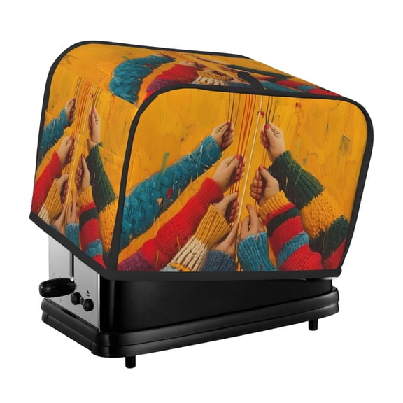 Honeii Colorful Sweaters And Strings Print 2 slice Toaster Cover, Two Slice Toaster Dust-proof Cover For Kitchen Small Appliance and Fingerprint Protection