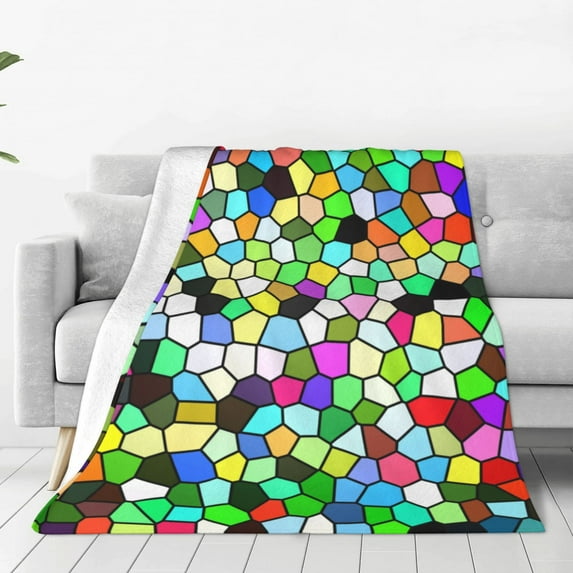 Honeii Colorful Tie Dye Stained Glass Print Fleece Blanket - Throw Blanket for Bed, Sofa, Couch, Camping, and Travel , Microplush Ultra Soft Warm Blanket-40"x30"