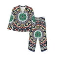 thumbnail image 1 of Honeii Colorful With Blue Oriental Print Women's Pajama Sets Long Sleeve Button Down Sleepwear Nightwear Soft Pjs Lounge Sets 2PCS-XX-Large, 1 of 7