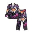 thumbnail image 1 of Honeii Colorful Wolf Head A Pattern Mens Pajamas Set,2pcs Men's Lounge Long Sleeve Sleep Shirt and Pajama Bottoms Sleepwear Set,Mens Pjs Sets-Small, 1 of 7