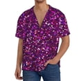 thumbnail image 1 of Honeii Colourful Glitter for Men's Short-Sleeved Button-Up Collared Shirt Featuring A Pocket, Perfect for Beach Vacations, And Travel Adventures.-3X-Large, 1 of 5