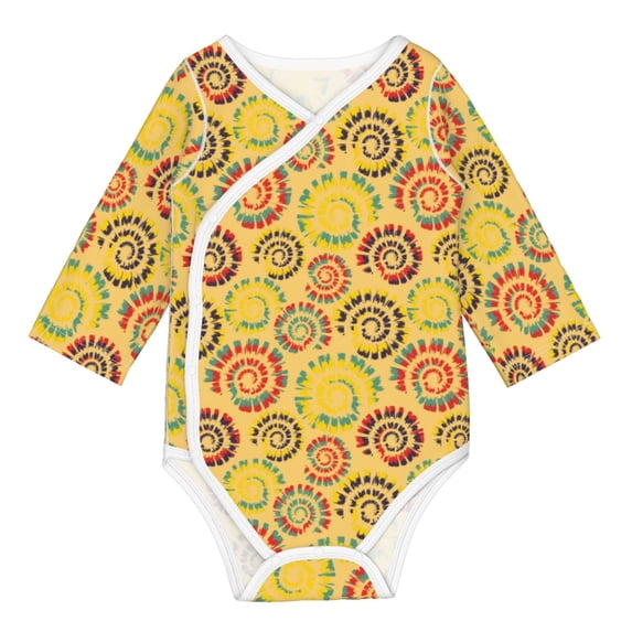 Honeii Colourful Tie Dye 1 for Baby Long Sleeve Bodysuits One-piece 100% Organic Cotton for Infant Baby Boys and Grils, Unisex-18 Months