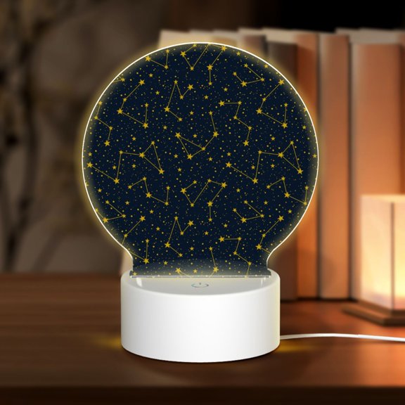 Honeii Constellation Print Acrylic LED Night Lamp,Round Touch-Control Night Light with 3 Lighting Modes,for Bedrooms, Living Rooms, and Gifting