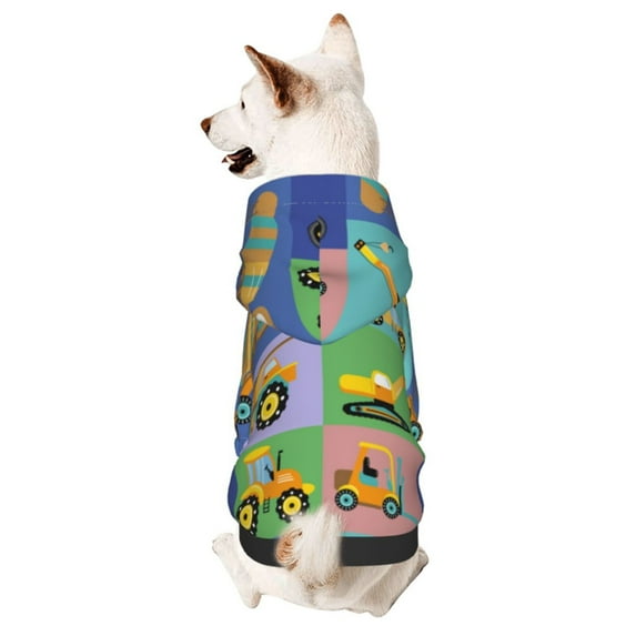 Honeii Construction Machinery Print Small Dog Hoodies Pet Hooded Sweatshirts Fall Winter Puppy Cat Sweaters Warm Clothes for Small Dogs Outfits Costume-X-Small