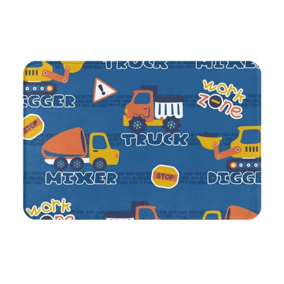 Honeii Construction Vehicles patten Door Mat, Absorbent Muddy Dirt Resist Welcome Door Mats Outdoor Indoor, Stain and Fade Resistant, Non-Slip Entry Mat
