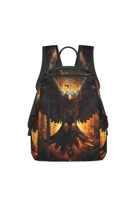 Cool Black Eagle Print Lightweight Backpacks,Carry on Backpack,Durable Backpack for School, Work & Travel