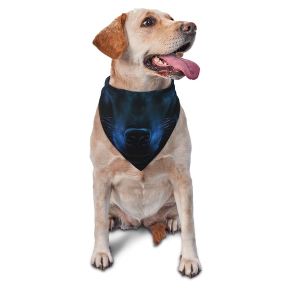 Honeii Cool Blue Light Wolf print Pet Bandanaa stylish triangle accessory perfect for small to large dogs, puppies, and even cats