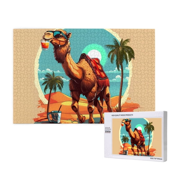 Honeii Cool Camel Oasis Vibes Pattern 1000 Piece Puzzles for Adults, Jigsaw Puzzles