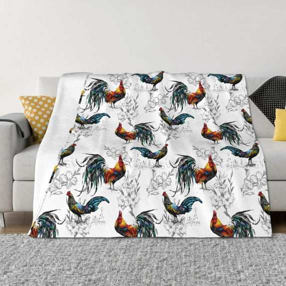Honeii Cool Chicken print throw blanket, crafted from cozy cotton flannel, offers versatile home decor as a bedding suitable for all seasons.-