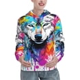 thumbnail image 1 of Honeii Cool Colorful Wolf Pattern Womens Oversized Hoodies Long Sleeve Sweatshirts Pullover Fall Outfits with Pocket-X-Large, 1 of 7