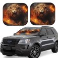 thumbnail image 1 of Honeii Cool Fire Lion Print Foldable Car Sun Shade for Windshield, 2-Piece UV Protection Shade, Protects Car Interior, Ideal for Cars, Trucks, SUVs-Small, 1 of 6