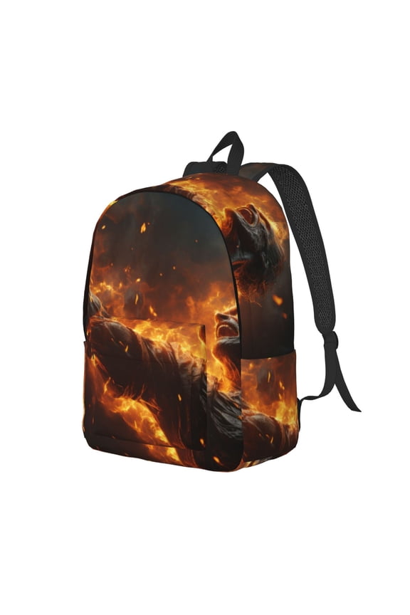 Cool Fire Man Print Canvas Backpack for School & Outdoor,Laptop Excursion Backpack,Notebook School Bookbag For Men Women,for Work, Travel, and Everyday Use-Small