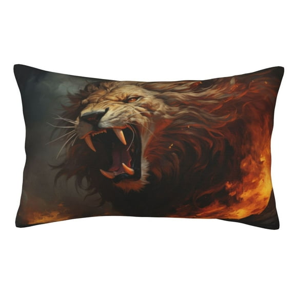 Honeii Cool Flame Lion A Print Pillow Cases,Plush Throw Pillow Covers,Decorative Pillowcase for Sofa, Couch, Living Room-20"x30"