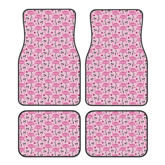 Honeii Cool Flamingos Print Car Foot Mat Four-Piece Set - Front & Rear Universal Car Floor Mats for SUVs, Trucks, Sedans
