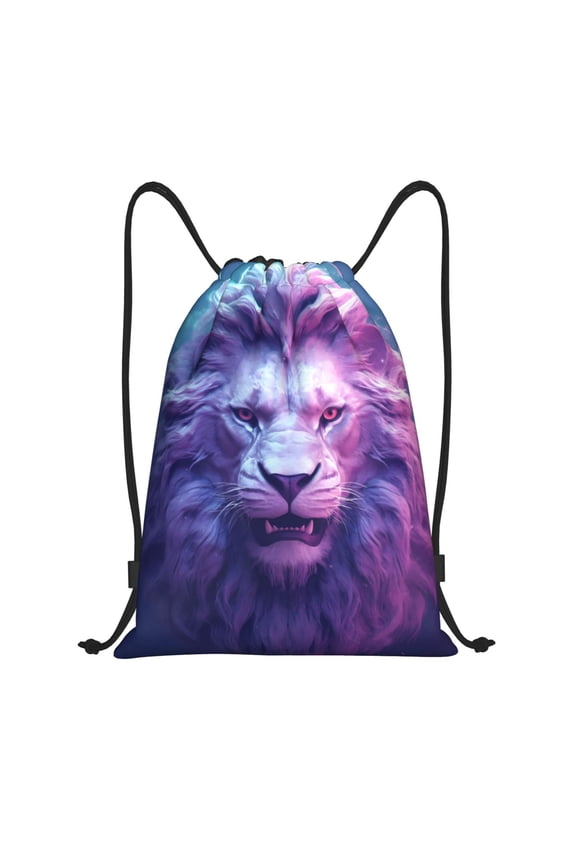 Cool Lion Head Print Drawstring Backpack,Drawstring Bags String Backpack Gym Cinch Sack Backpack Sport Bag Draw-