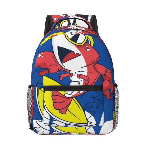 Honeii Cool Lobster Surfing Print Backpack for School,15.6 inch Laptop Back Pack for High School and College Students, Waterproof Computer Bookbag-One Size