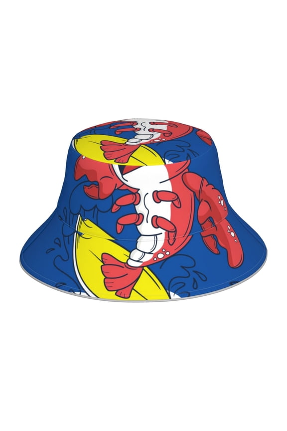Cool Lobster Surfing for Unisex Bucket Hat Waterproof Rain Hat Reversible Shiny Rave Bucket Hat for Concert Festival Boonie Cap