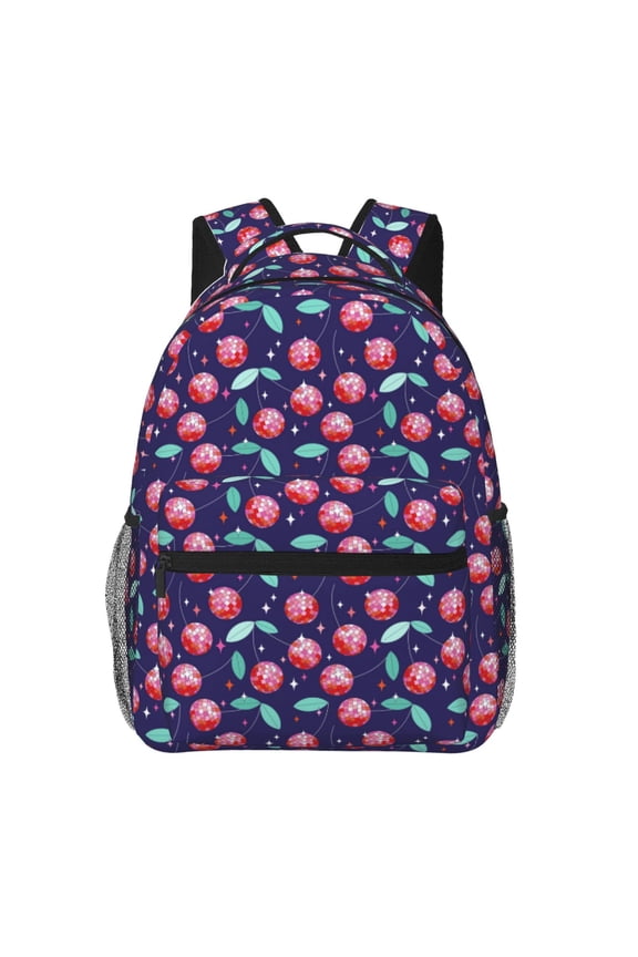Cool Mirror Cherries Print Backpack for Both Men and Women, Basic Bookbag for College, Work, or Travel,Rucksack Computer Bag-One Size