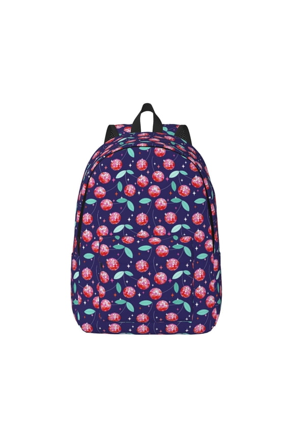 Cool Mirror Cherries Print Canvas College Laptop Backpack, Durable Rucksack Travel Notebook Bag School Backpack Book Bag for Men Women-Medium