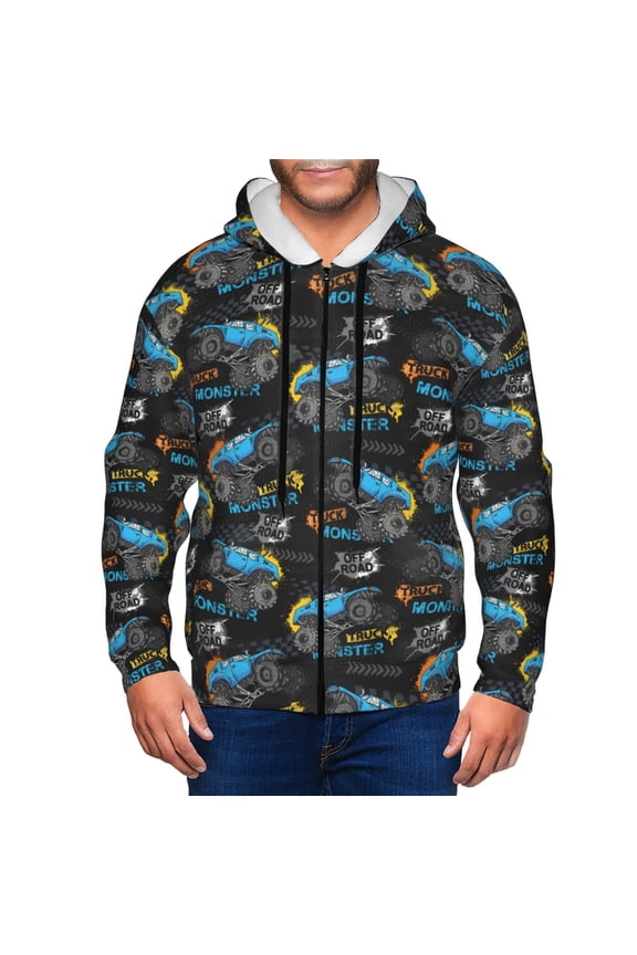 Cool Off-Road Vehicle Print Hoodies for Men, Pullover & Full Zip, Breathable Zip up Hoodie, Sweatshirt-Large