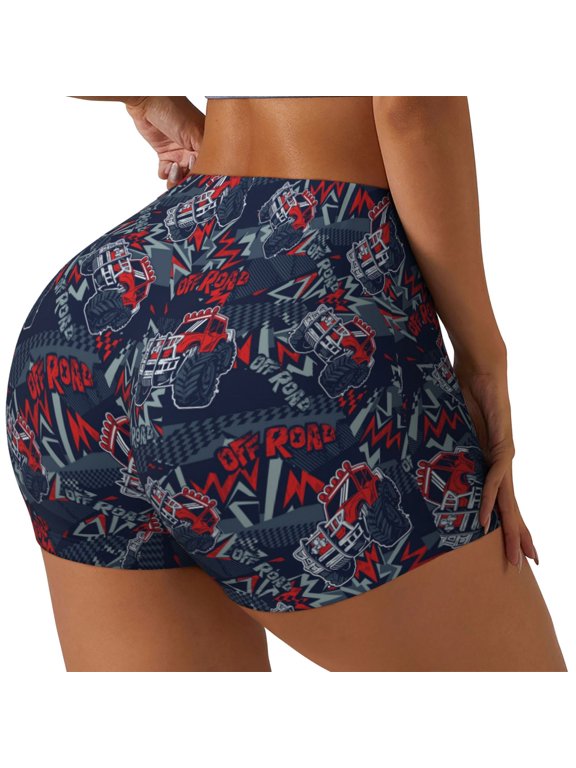 Cool Red Off-Road Vehicle Print Women's Workout Shorts, Gym Shorts for Active Wear, Sports Shorts,Women's Running Shorts,Quick Dry Athletic Shorts-XX-Large