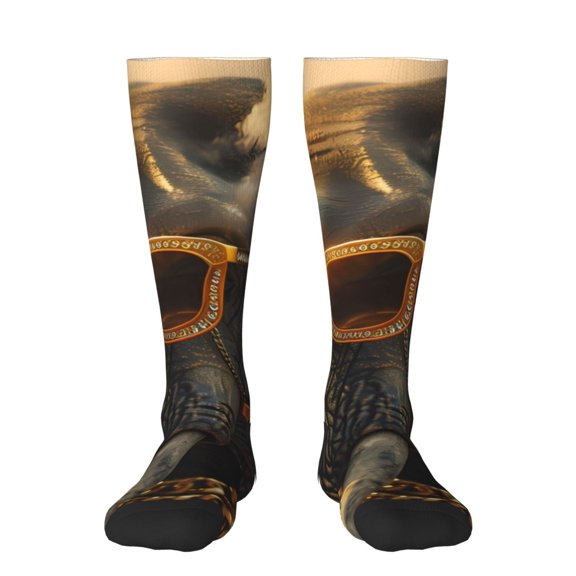 Honeii Cool Sunglasses Elephant Art Print Long Socks,Novelty Design Socks Gift for Men and Women,Crew Socks,Calf Socks