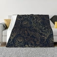 thumbnail image 1 of Honeii Copper-Gold Gloss Outline Rose print throw blanket, crafted from cozy cotton flannel, offers versatile home decor as a bedding suitable for all seasons.-50"x40", 1 of 6