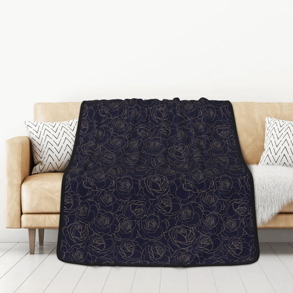 Honeii Copper-Gold Gloss Outline Rose1 for Throw Blanket for Couch - Thick Blanket, Soft Fuzzy Plush Throw Blanket for All Seasons, Double Sided Blanket,50x60 In