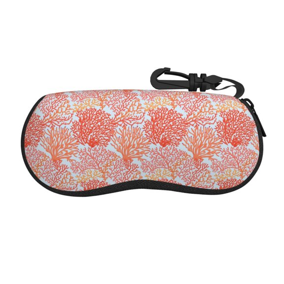 Honeii Corals Print Neoprene Glasses Case,Spacious for Sunglasses and Eyeglasses,Zipper Eyeglass Case With Belt Clip